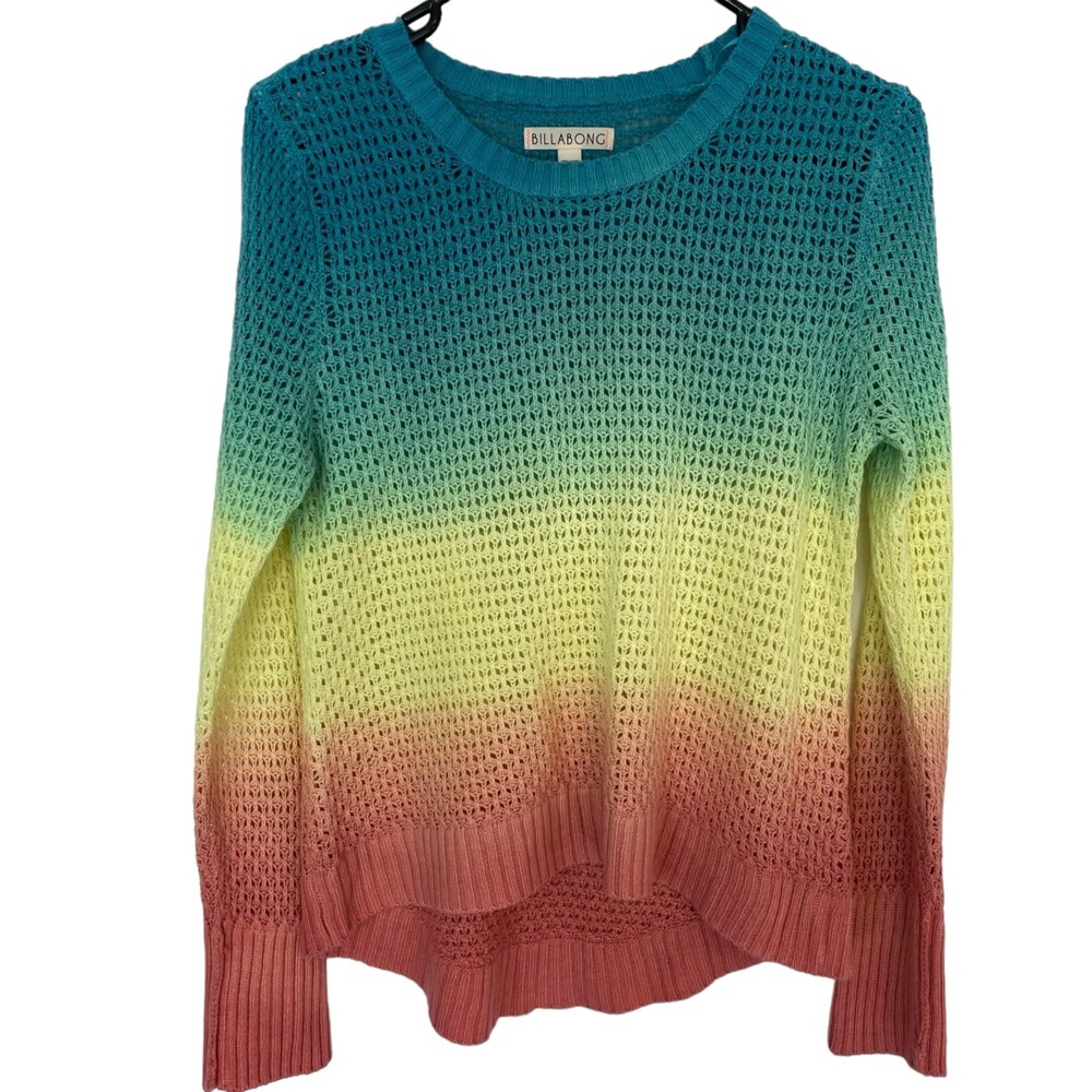 BILLABONG Multi-Color Beach Summer Light Weight Knit Long Sleeve Pullover Small